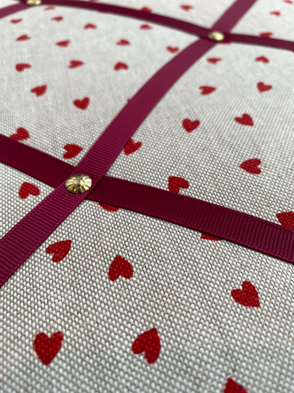 Handmade Fabric and Ribbon Noticeboard ~ Valentine Love Hearts ~ 3 Sizes