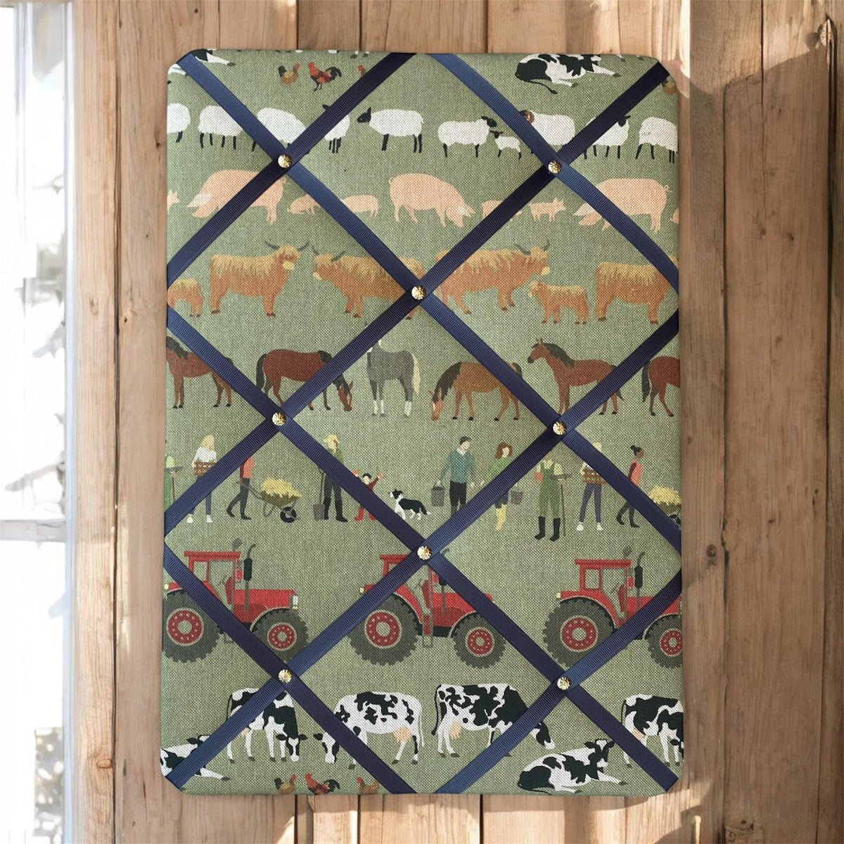 Sage Green Linen Notice Board | Farmhouse Bulletin Board, Ribbon Organizer