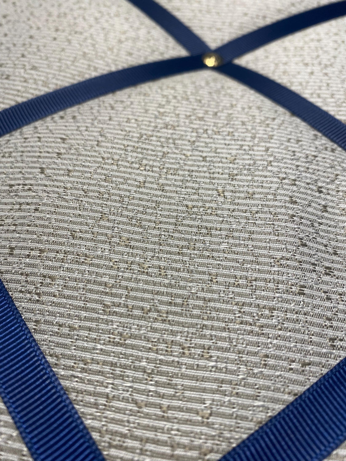 Handmade Fabric Noticeboard with Navy Ribbon and Brass Pins ~ Storage, Organisation and Display for Photos, Memos, and More ~ Office Decor