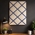 Handmade Fabric Noticeboard with Navy Ribbon and Brass Pins ~ Storage, Organisation and Display for Photos, Memos, and More ~ Office Decor