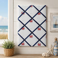 Handmade Fabric Noticeboard: Crab Seaside Linen with Navy Ribbon - storage and organisation for photos, notes, cards