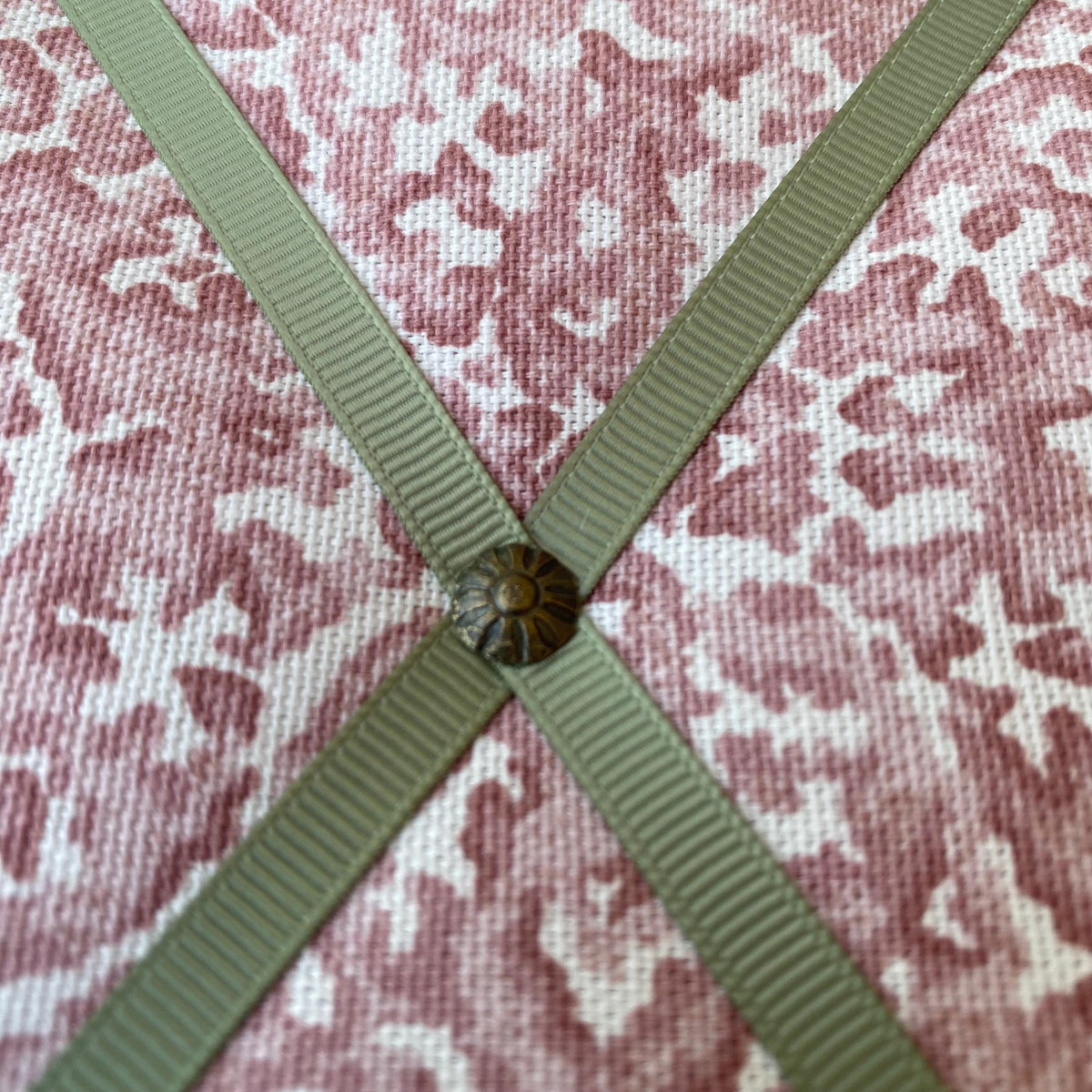 Handmade Fabric Noticeboard ~ Pink Floral with Sage Green ribbon ~ memos, photos, notes storage organisation
