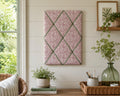Handmade Fabric Noticeboard ~ Pink Floral with Sage Green ribbon ~ memos, photos, notes storage organisation