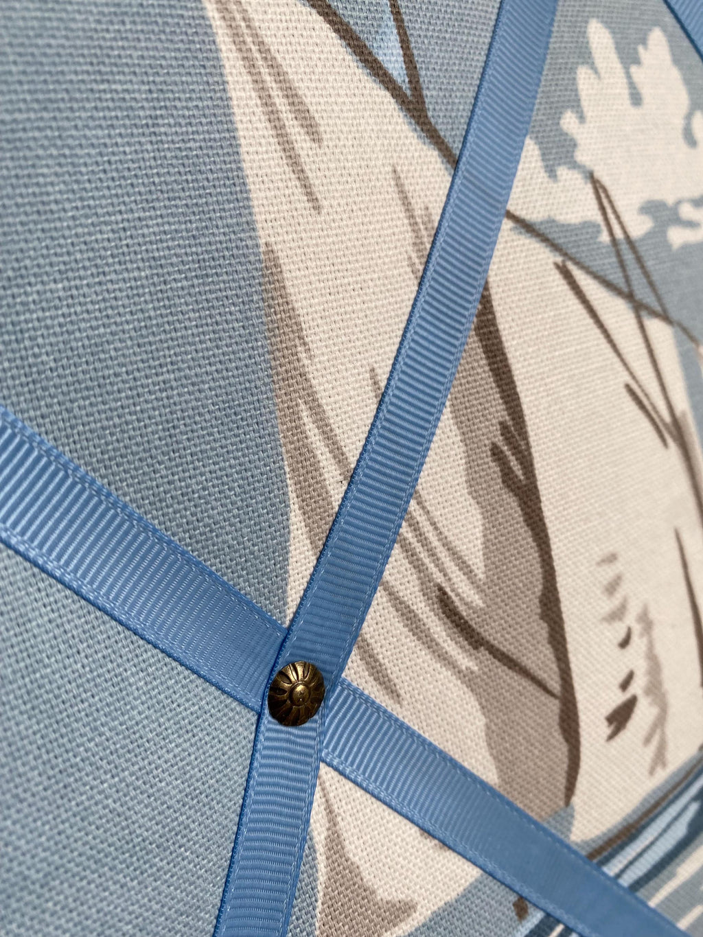 Handmade Fabric Noticeboard: Nautical Boat Seaside Linen with Blue Ribbon - storage and organisation for photos, notes, cards