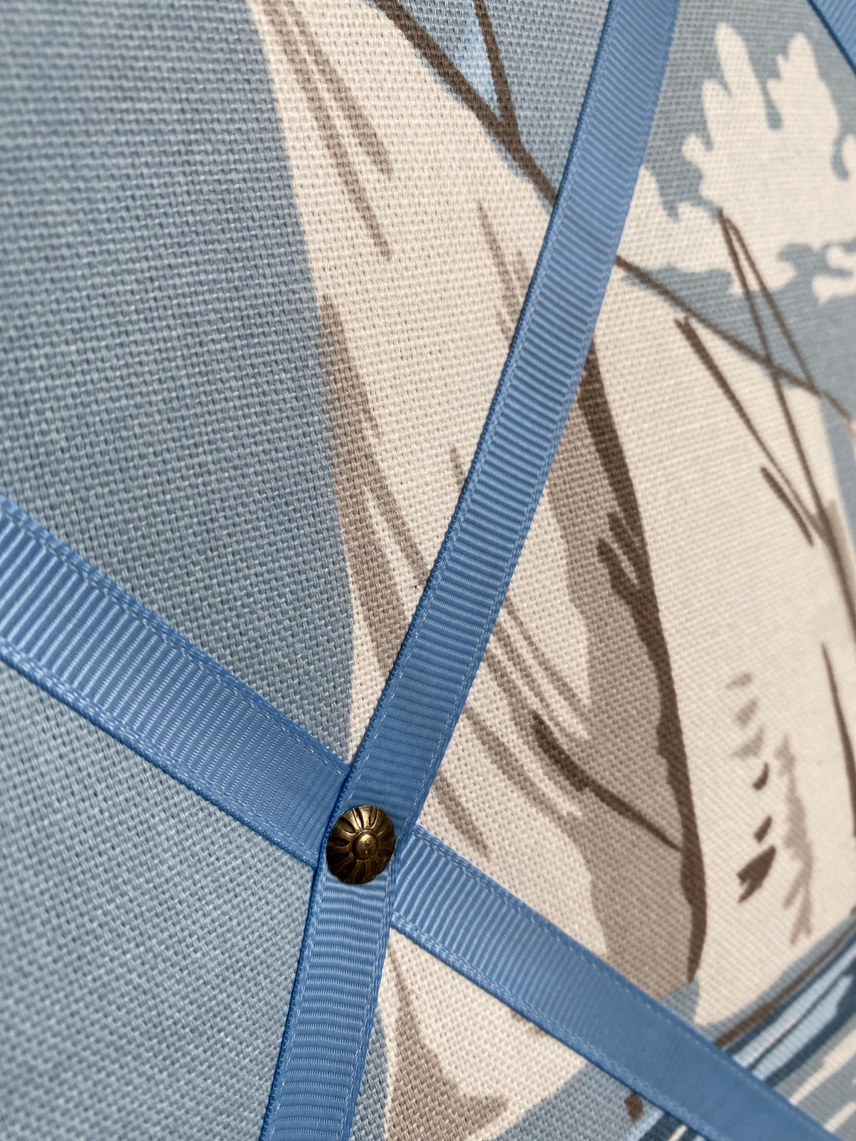 Handmade Fabric Noticeboard: Nautical Boat Seaside Linen with Blue Ribbon - storage and organisation for photos, notes, cards