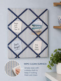 Handmade Oilcloth Wipe Clean Noticeboard ~ Stripes with Dark Grey Ribbon ~ A4 ~ for workshops, art studios, kitchens, potting sheds